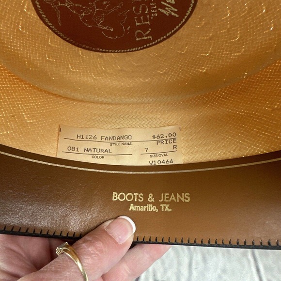 Resistol Fandango Vinylcote Men’s Cream Oval Cowboy Western Straw Hat Sz 7 - Picture 11 of 13